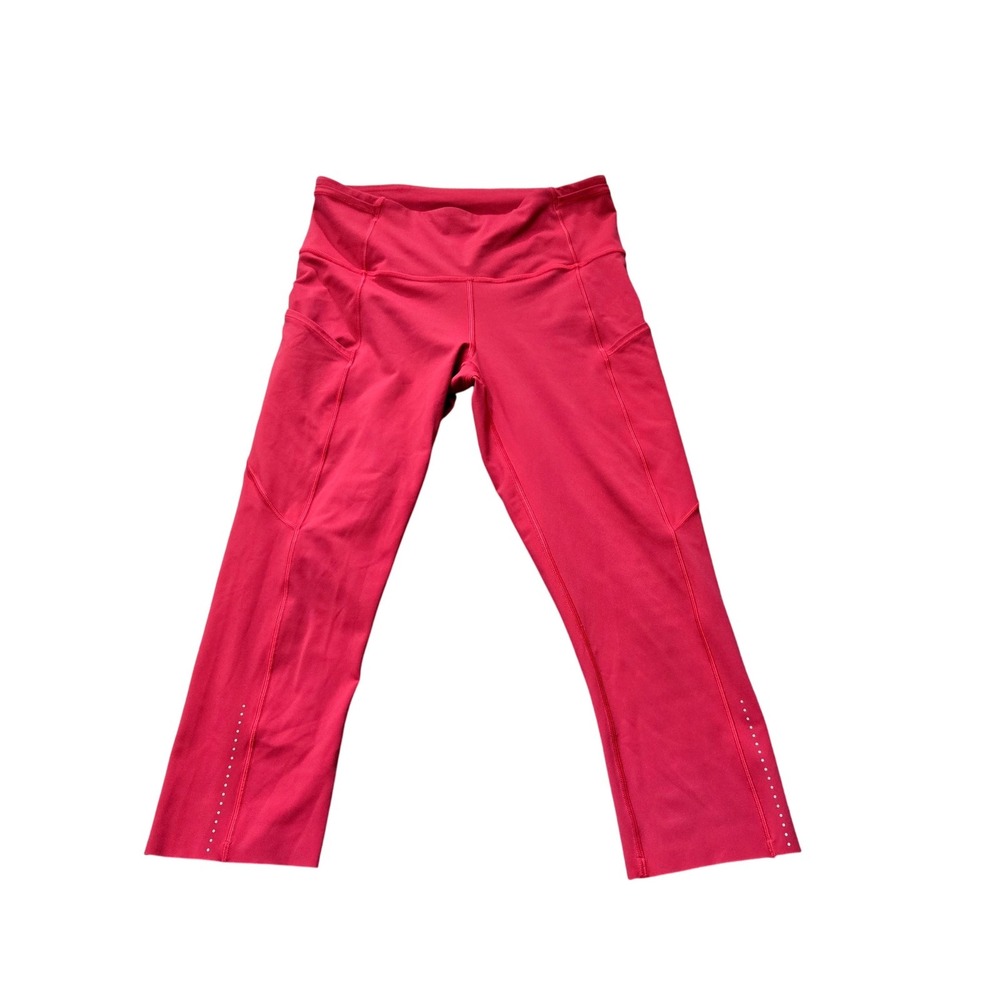 Lululemon Pants Womens 6 Pink High Rise Crop Yoga Groove Pockets Athletic Gym
